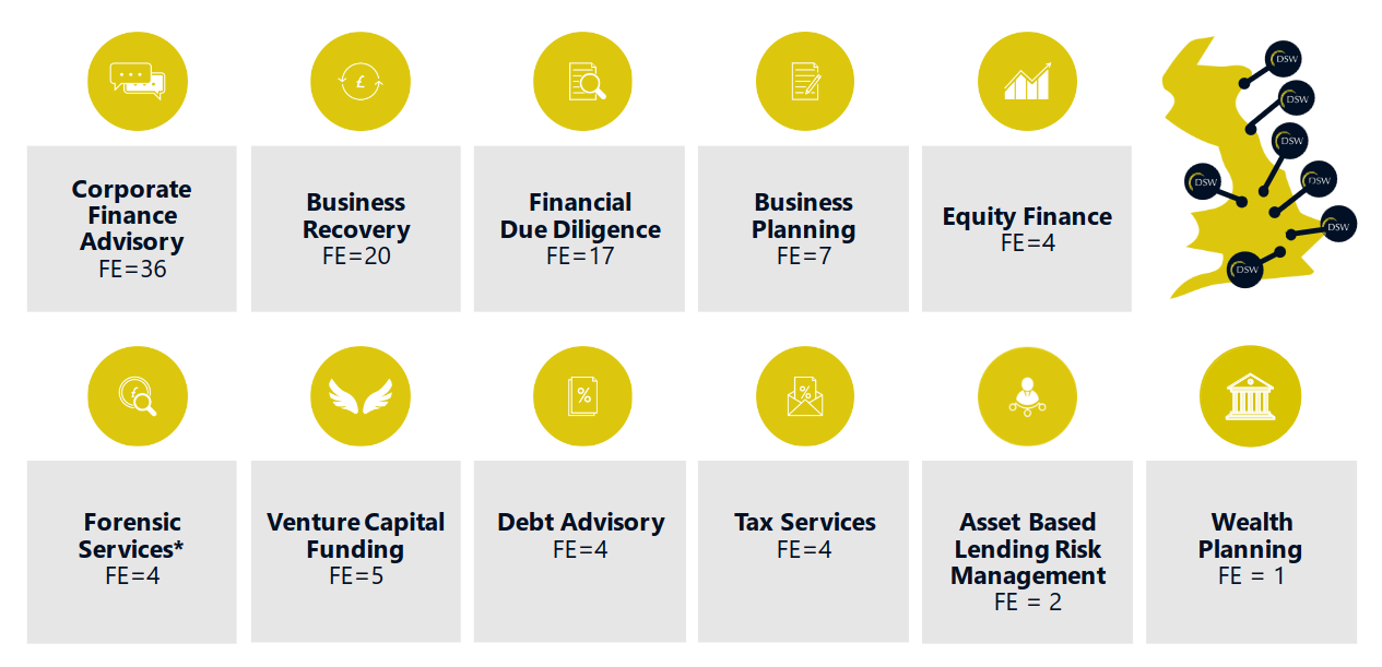 Service lines offered by DSW - taken from H1 FY24 results presentation.