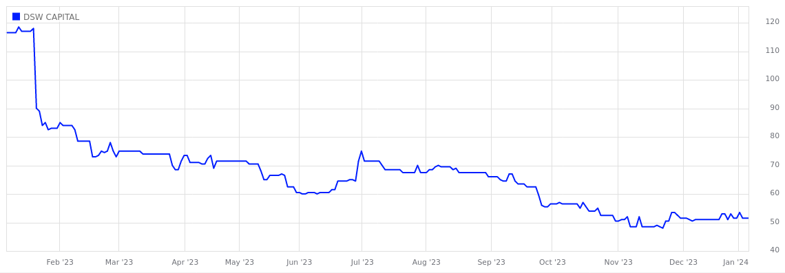 DSW Capital share price.