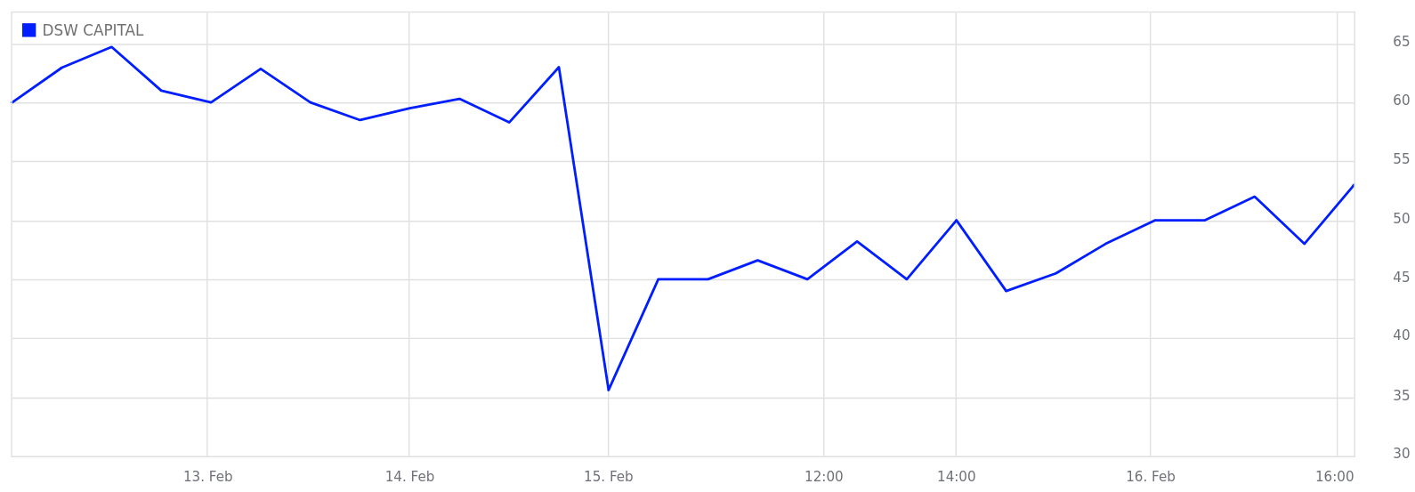 Share price chart for DSW Capital.